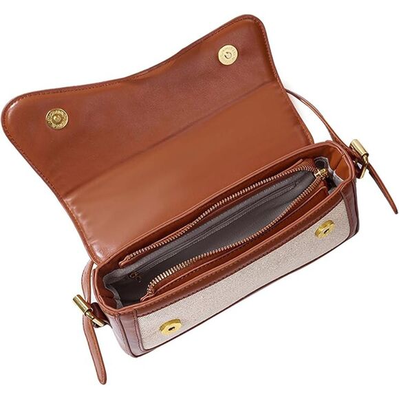 Women Brown And Beige Casual Leather Waterproof Lightweight Hobo Handbag - Picture 3 of 4